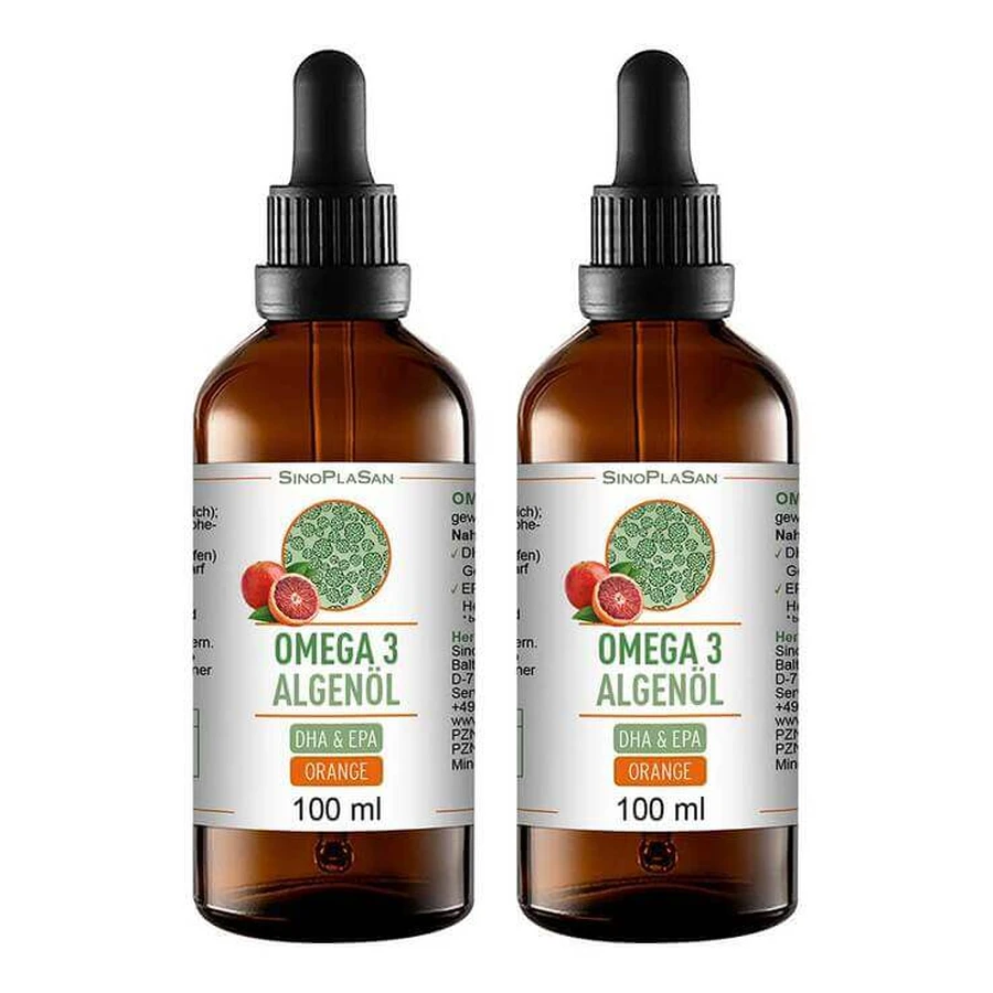 Omega-3 Algenöl DHA 300 mg+EPA 150 mg, 2x100 ml Öl