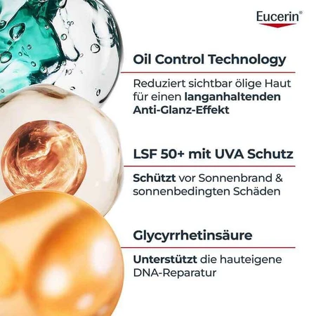 Gel-crème pour le corps Eucerin Sun Oil Control SPF 50+, 2 x 200 ml