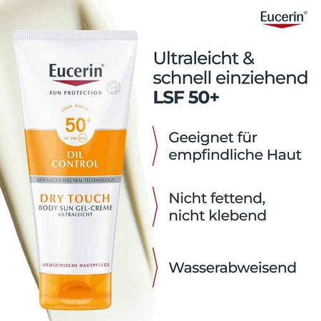 Gel-crème pour le corps Eucerin Sun Oil Control SPF 50+, 2 x 200 ml