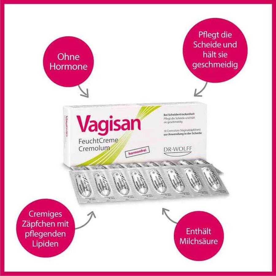 Vagisan Feuchtcreme Cremolum , 2x16 St Vaginalsuppositorien