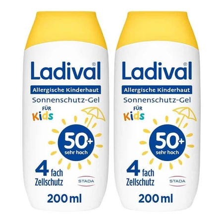 Gel Ladival pour enfants à la peau sensible SPF 50+, 2 flacons de 200 ml