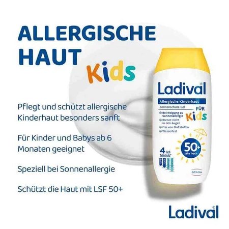Gel Ladival pour enfants à la peau sensible SPF 50+, 2 flacons de 200 ml