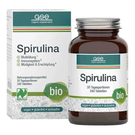 Spirulina 500 mg Organic Naturland Tablets, 80 Tablets