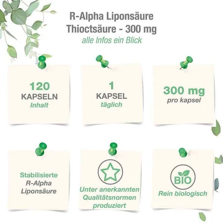 R-Alpha-Lipoic Acid 300 mg with Thioctic Acid Capsules, 120 Capsules