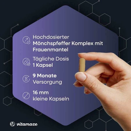 Complexe à base de gattilier, alchémille, vitamine C, acide folique, 270 gélules