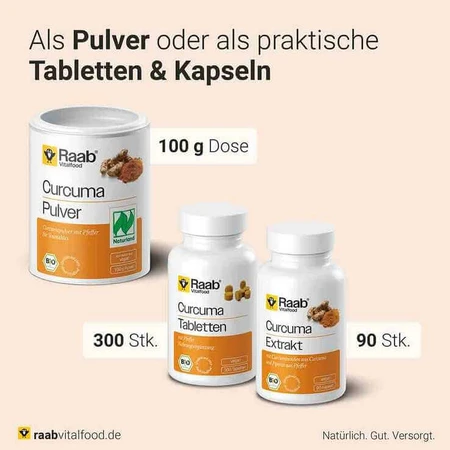 Gélules d'extrait de curcuma bio Raab Vitalfood, 90 gélules