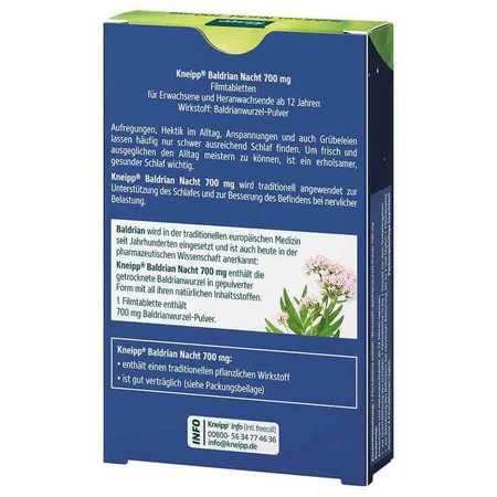 Kneipp Valerian Night 700 mg Film-Coated Tablets, 30 Film-Coated Tablets