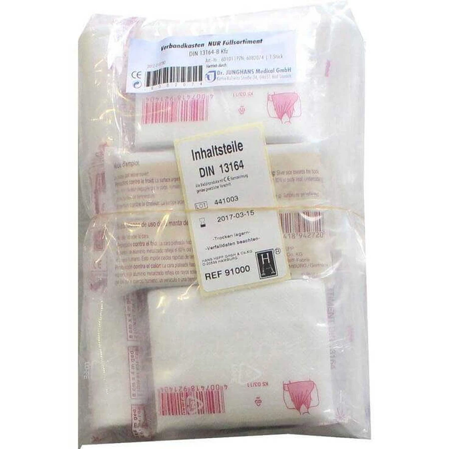 First Aid Kit Contents, DIN 13164-B for Motor Vehicles, 1 pc., as required