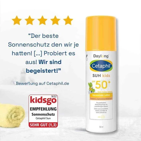 Loción liposomal protectora solar Cetaphil Sun Kids SPF 50+, 2 x 150 ml de loción
