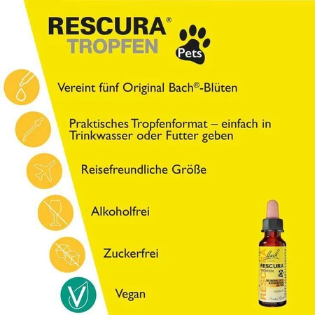 Bach Flower Remedies Original Rescura Pets Drops, Alcohol-Free, for Animals, 10 ml Drops
