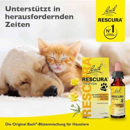 Bach Flower Remedies Original Rescura Pets Drops, Alcohol-Free, for Animals, 10 ml Drops