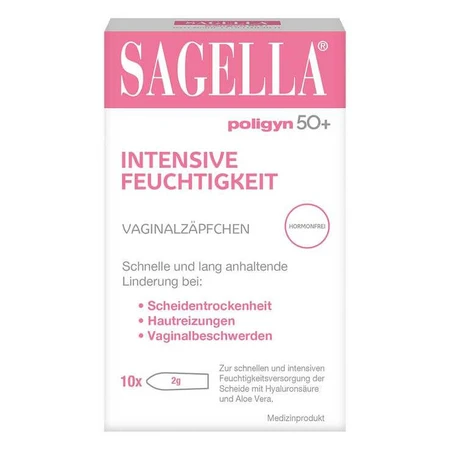 Sagella Poligyn 50+ Intensieve Hydraterende Ovules, 10 vaginale ovules