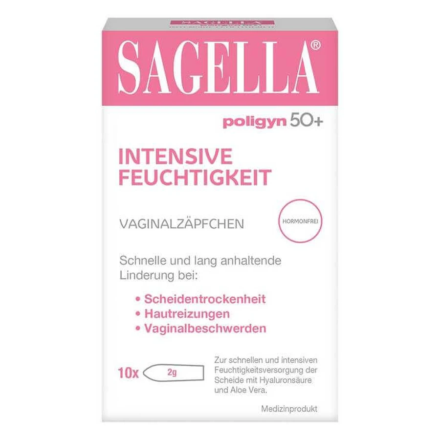 Sagella Poligyn 50+ Intensieve Hydraterende Ovules, 10 vaginale ovules