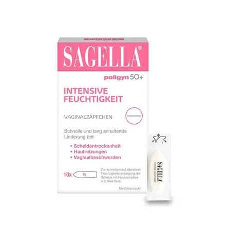 Sagella Poligyn 50+ Intensieve Hydraterende Ovules, 10 vaginale ovules