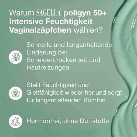 Sagella Poligyn 50+ Intensieve Hydraterende Ovules, 10 vaginale ovules
