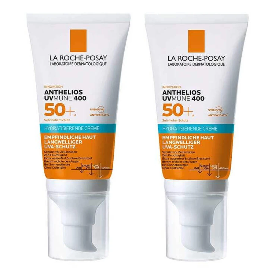 La Roche-Posay Anthelios UVmune Hydraterende Crème SPF 50+, 2 x 50 ml crème