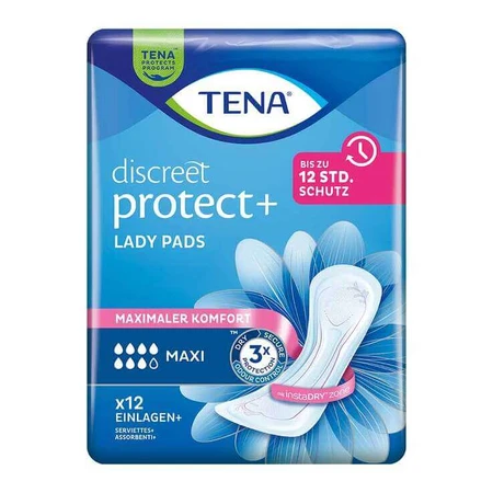 TENA® Discreet Maxi-inlegkruisjes voor incontinentie, verpakking van 12 stuks