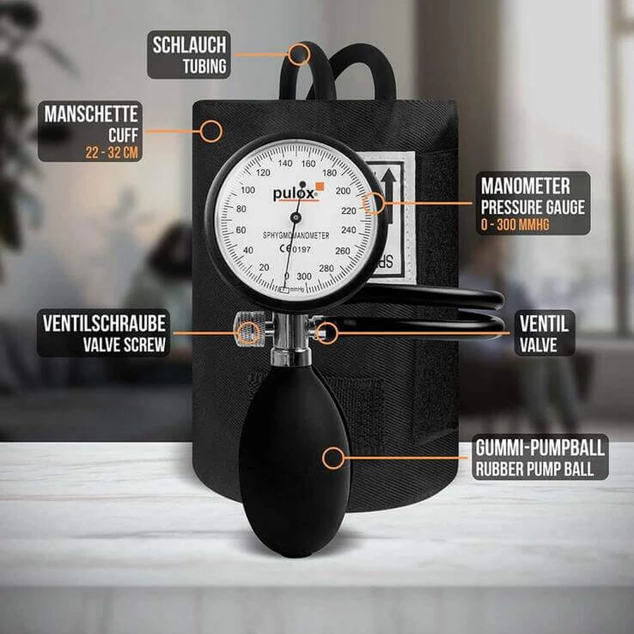 Pulox handmatige bloeddrukmeter + stethoscoop, 1 stuk, in de staat waarin het zich bevindt