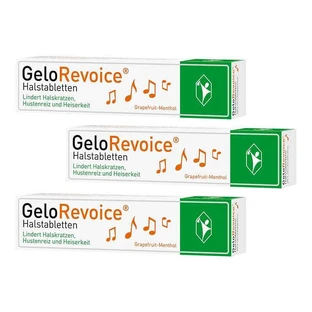Pastillas para la garganta GeloRevoice con sabor a pomelo y mentol, para la ronquera y la pérdida de voz, 3 x 20 pastillas