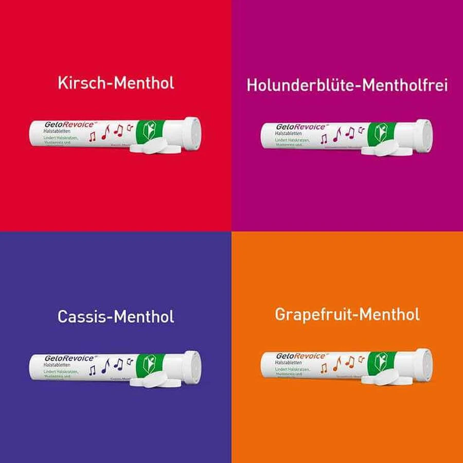 Pastillas para la garganta GeloRevoice con sabor a pomelo y mentol, para la ronquera y la pérdida de voz, 3 x 20 pastillas