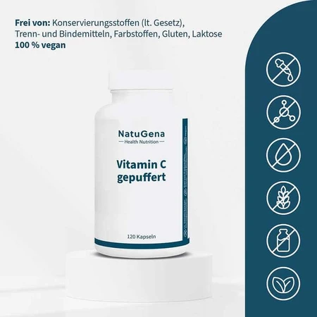 High-Dose Buffered Vitamin C + Magnesium Vegan Capsules, 120 Capsules