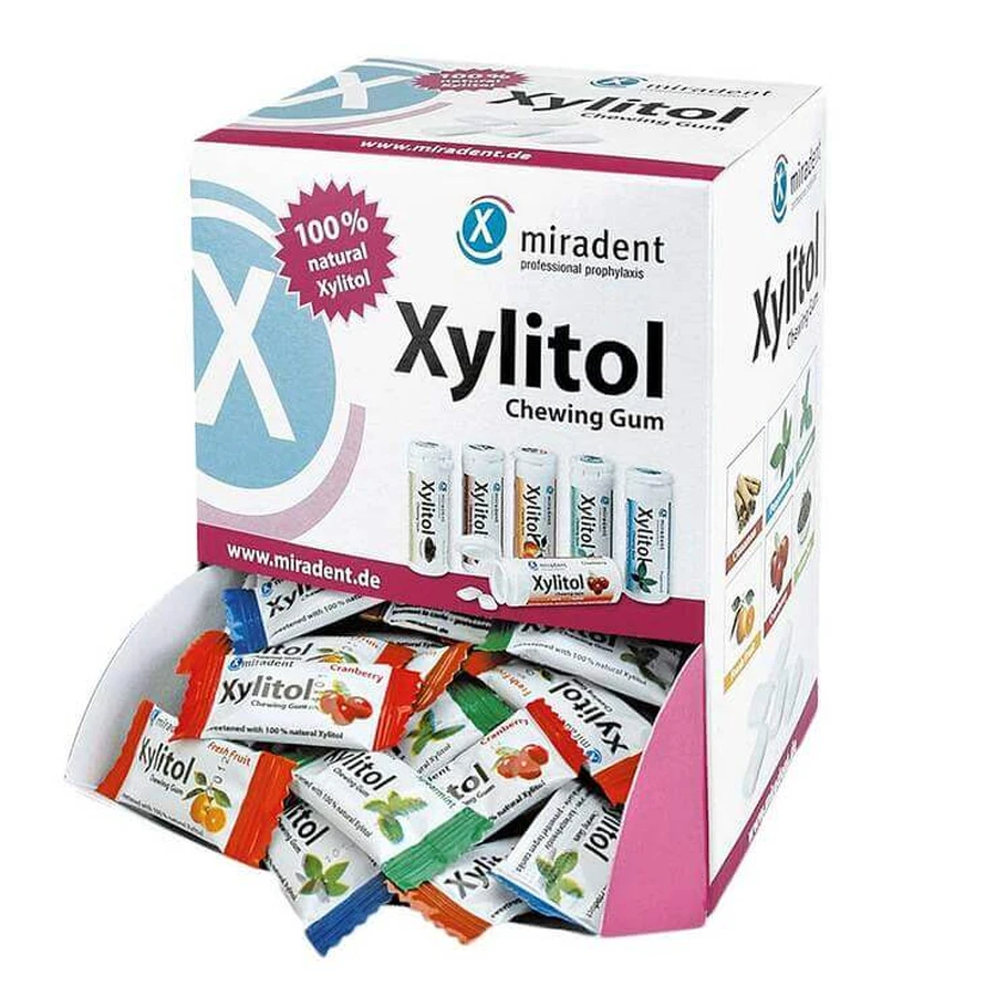 Chicles MIRADENT con xilitol para el cuidado dental, surtidos, 200 unidades