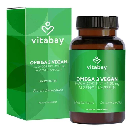 Omega-3 1100 mg Vegan 600 mg DHA + 300 mg EPA Softgels, 60 Softgels