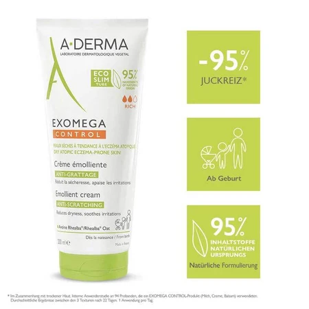 A-Derma Exomega Control Hydraterende Crème, 2 x 400 ml