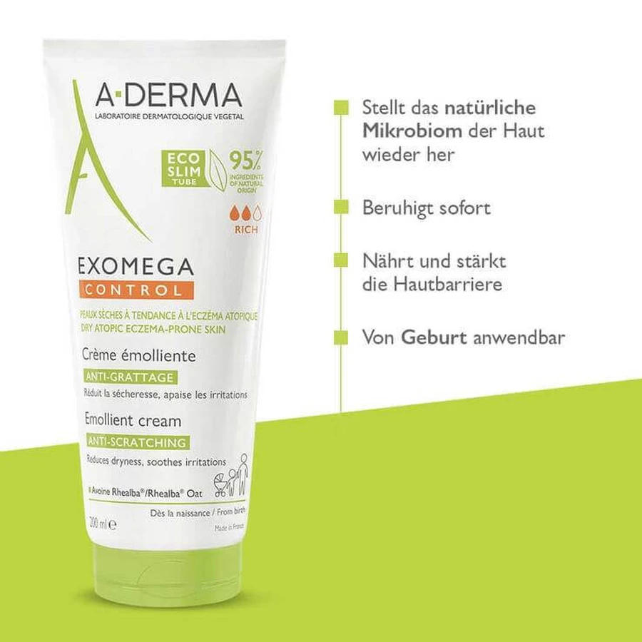 A-Derma Exomega Control Hydraterende Crème, 2 x 400 ml