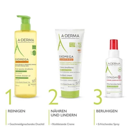A-Derma Exomega Control Hydraterende Crème, 2 x 400 ml