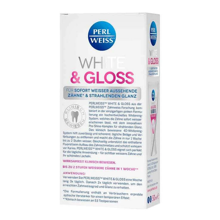 Perlweiss White & Gloss tandpasta, 50 ml tandpasta