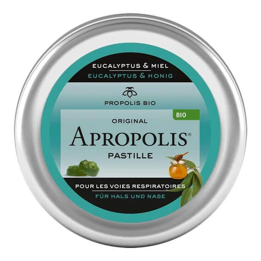 Pastillas de propóleo Apropolis con eucalipto y miel, 40 g de pastillas