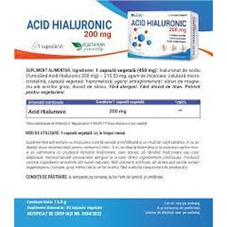 Hyaluronic Acid, 200 mg, 30 capsules, Cosmo Pharm
