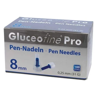 Gluceofine® Pro Pen-naalden 31 G 0,25 x 8 mm, verpakking van 100 stuks