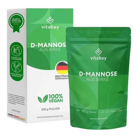 D-manosa en polvo procedente de abedul, complemento alimenticio vegano, 200 g de polvo