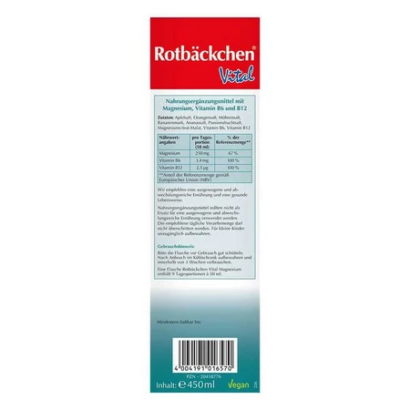 Jus Rabenhorst Rotbäckchen Vital au magnésium, 450 ml de jus