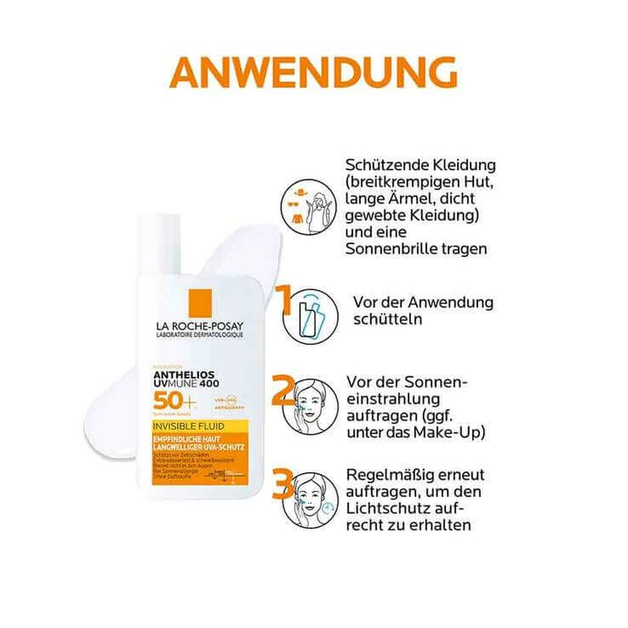 La Roche-Posay Anthelios Fluide Invisible UVMune 400 SPF 50+, 2 x 50 ml de liquide