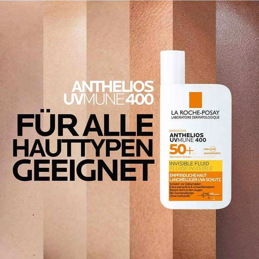 La Roche-Posay Anthelios Fluide Invisible UVMune 400 SPF 50+, 2 x 50 ml de liquide