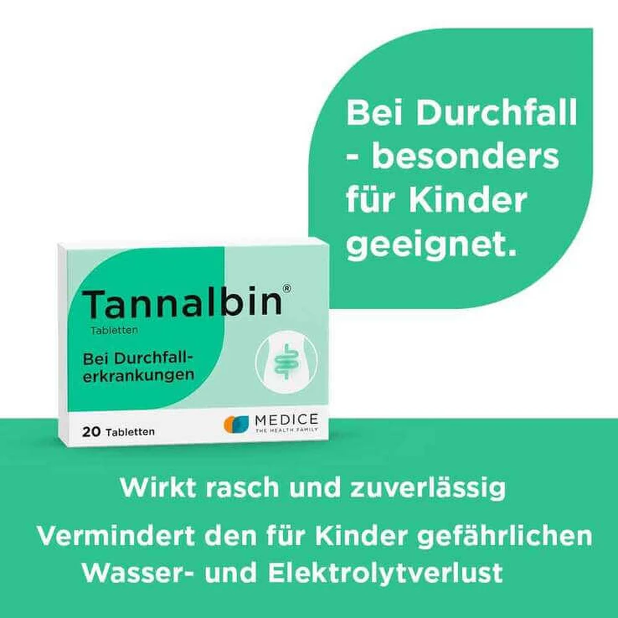 Tannalbin® en comprimidos para la diarrea, 20 comprimidos
