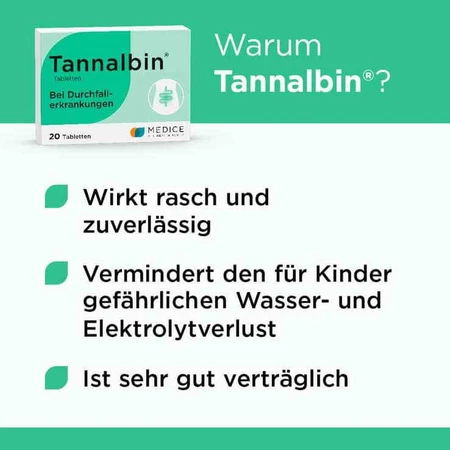 Tannalbin® en comprimidos para la diarrea, 20 comprimidos