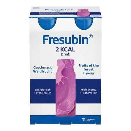Fresubin 2 kcal, bebida de frutos del bosque, botella, 4 x 200 ml, solución oral