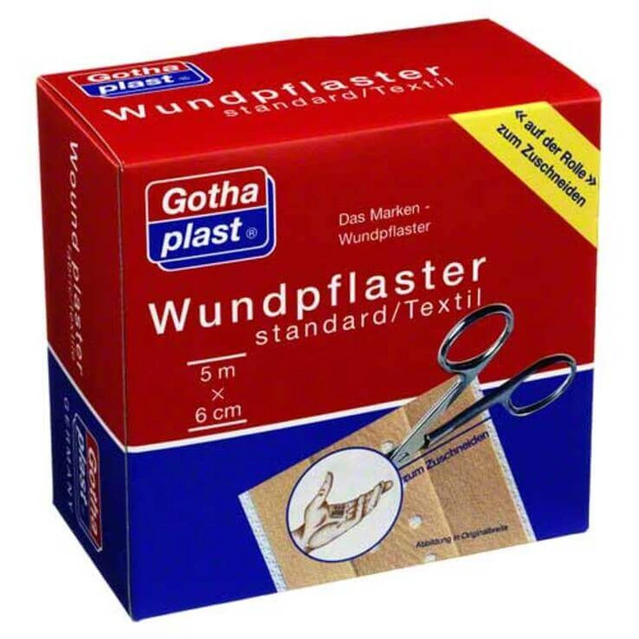 Gothaplast standaardpleister, rol van 6 cm x 5 m, 1 pleister