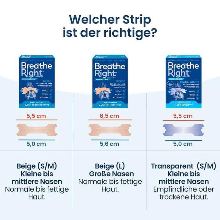 Bandes nasales Breathe Better Breathe Right®, beige standard, 30 bandes