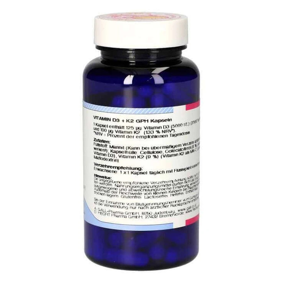 Vitamin D3 + K2 GPH Capsules, 120 capsules