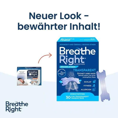 Besser Atmen Breathe Right Nasenpflaster normal transparent , 10 St Pflaster