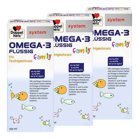 Doppelherz Omega-3 Family Liquid System, 3 x 250 ml drank