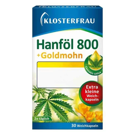 Klosterfrau Hennepolie 800 mg + Gouden Papaver-softgels, 30 softgels