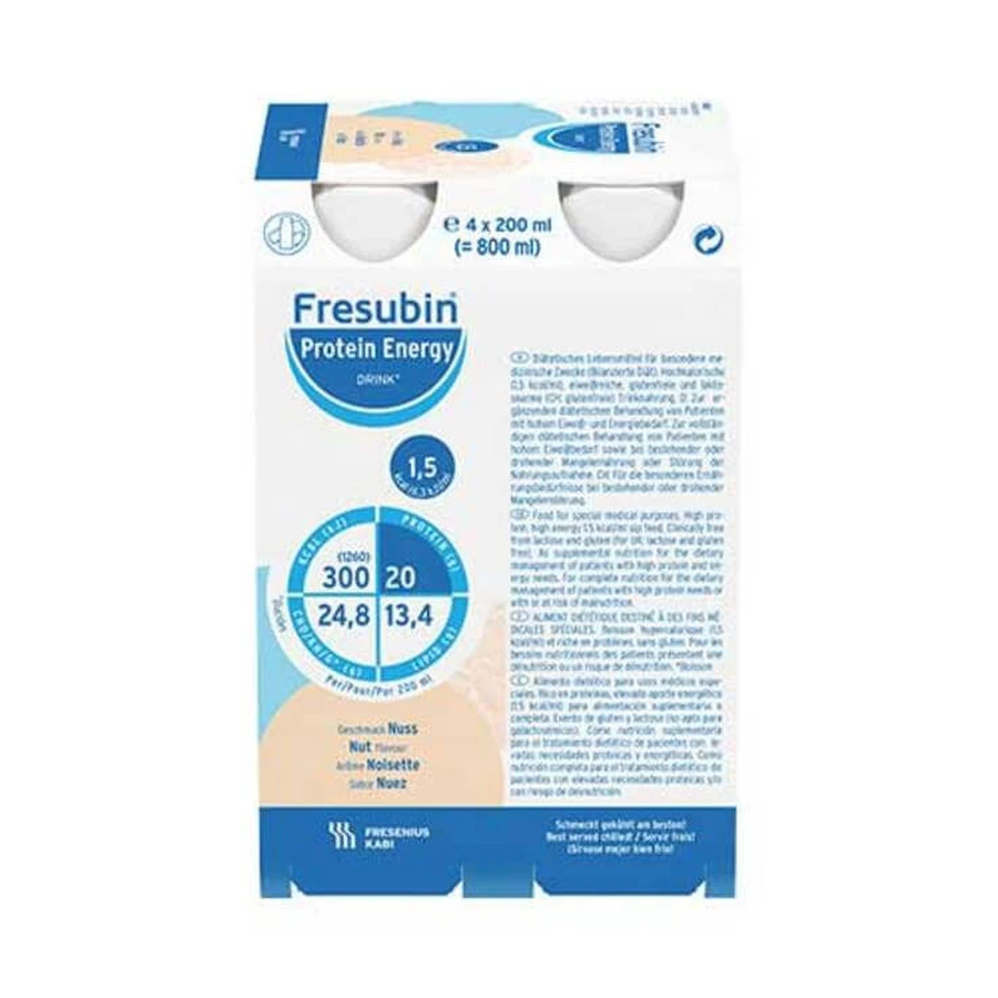 Fresubin Protein Energy Drink Nuss Trinkflasche, 6X4X200 ml Lösung