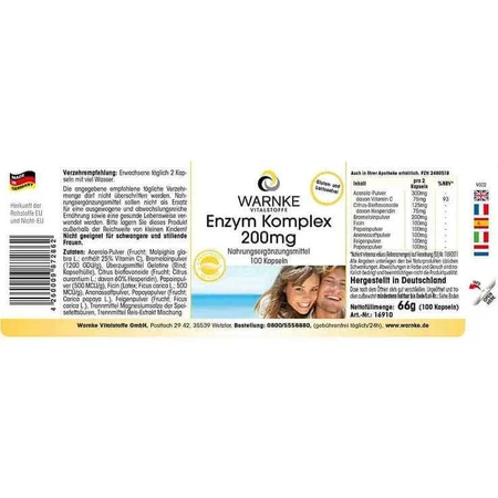 Capsule cu complex enzimatic de 200 mg, 250 de capsule