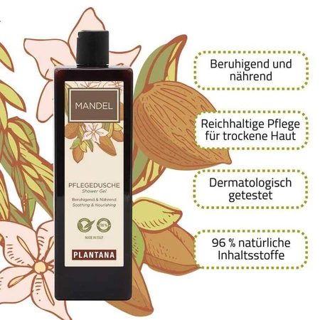 Gel douche nourrissant à l'amande Plantana, 500 ml